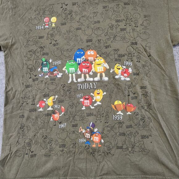 VTG Y2K 2000s M&Ms World Candy Mens Size XL History Years Graphic T Shirt - Picture 4 of 10